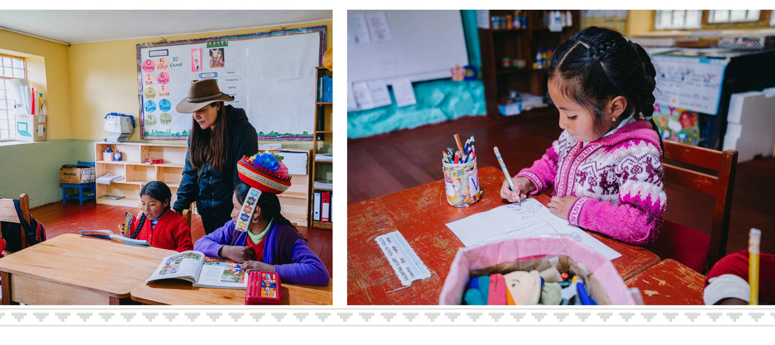 Two children participating in a classroom lesson illustrating PAKA’s Education pillar