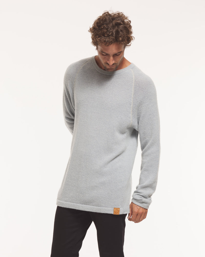 A man wearing our alpaca Crewneck