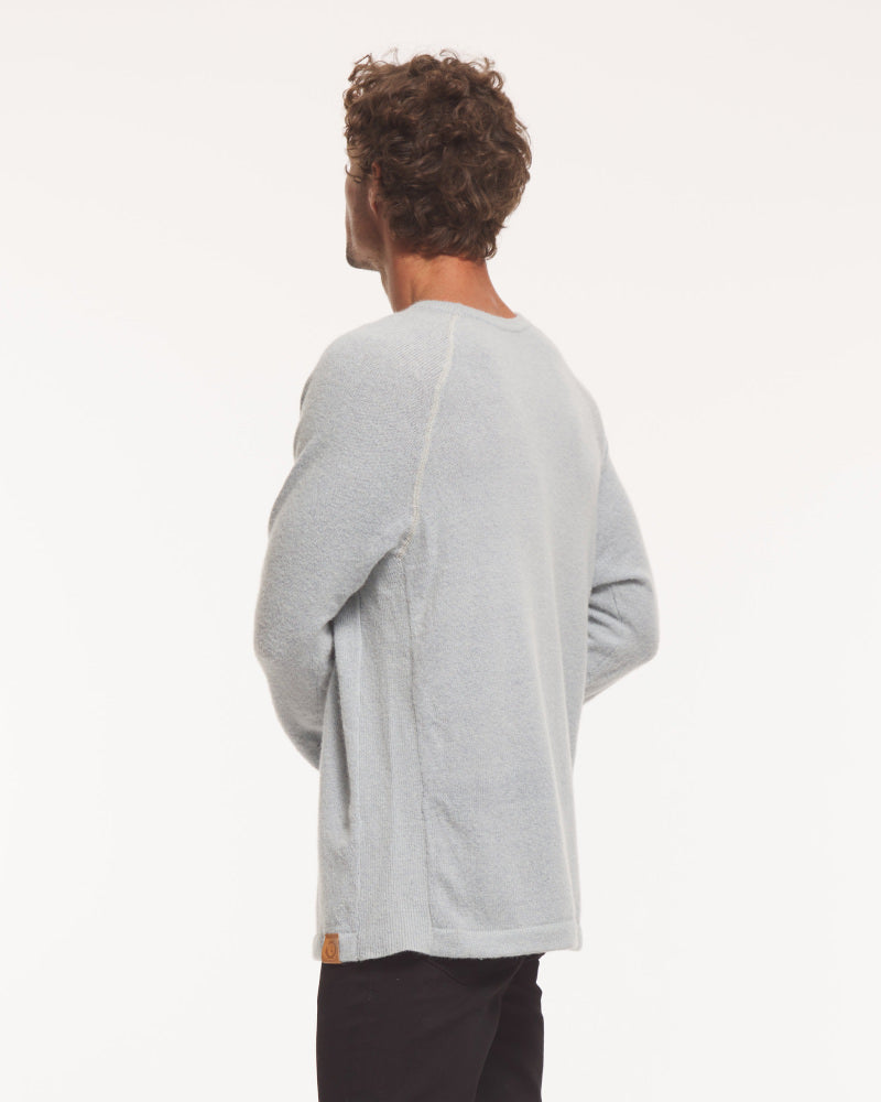 A man wearing our alpaca Crewneck
