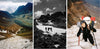Collage of climbers ascending snowy Andes peaks and camping at a high-altitude basecamp