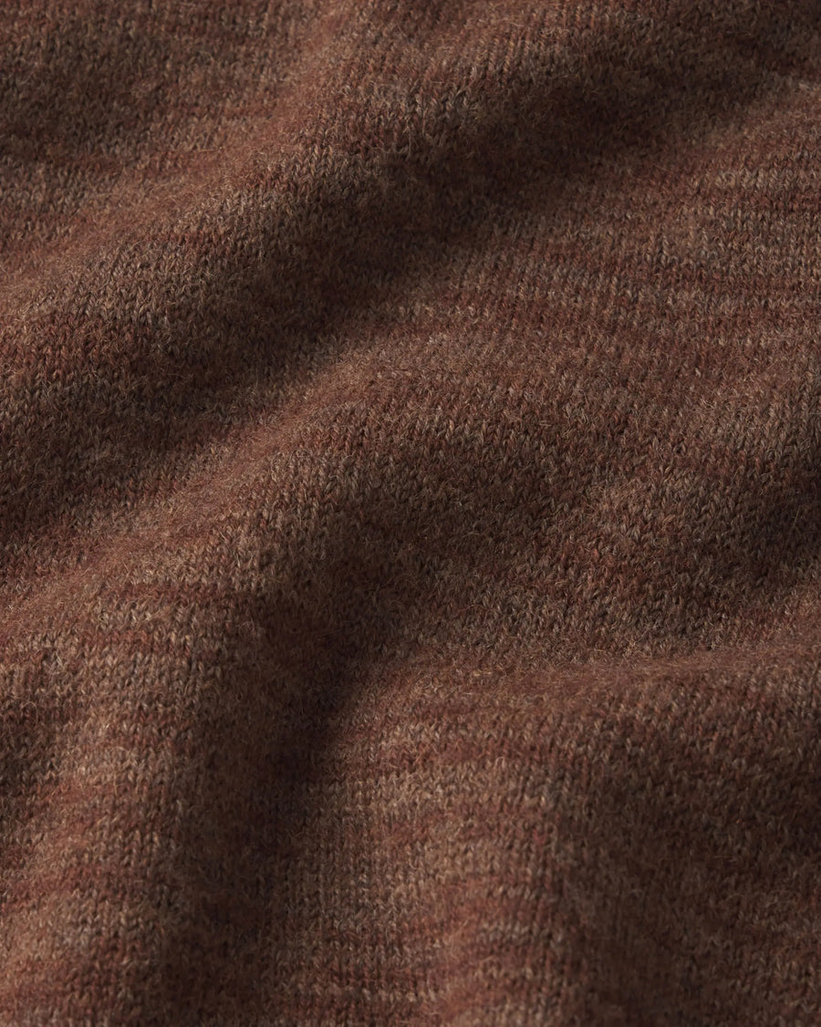 Close-Up of Natural Alpaca Fiber Knit on The Hoodie Sweater in Flint / Light Brown – PAKA Apparel