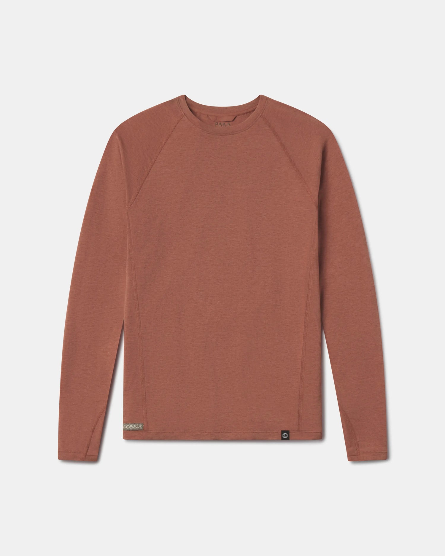 Brown long-sleeve shirt on a light gray background