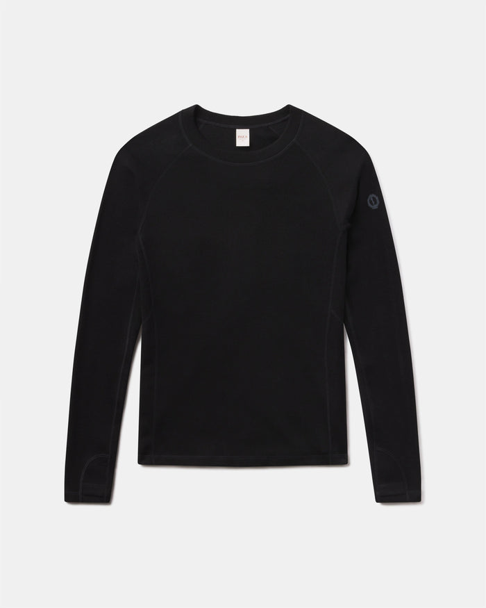 Men's Black Thermal Crew Ski Baselayer Top with Alpaca-Merino Wool Blend – PAKA Apparel