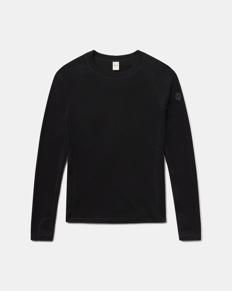 Men's Black Thermal Crew Ski Baselayer Top with Alpaca-Merino Wool Blend – PAKA Apparel