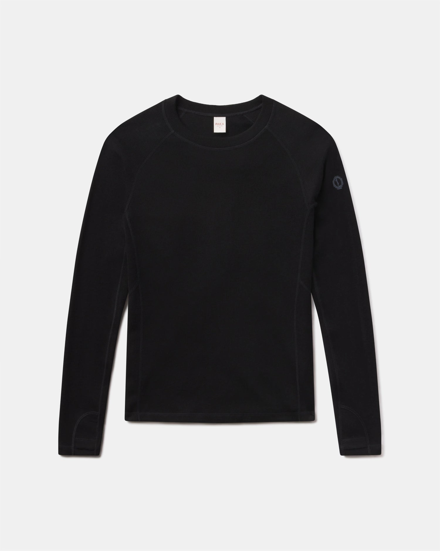 Men's Black Thermal Crew Ski Baselayer Top with Alpaca-Merino Wool Blend – PAKA Apparel