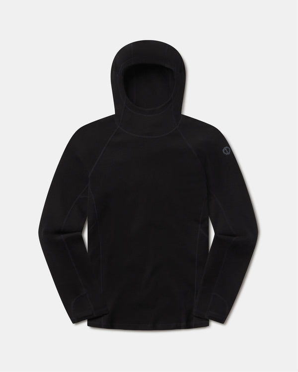 Men's Sustainable Thermal Hoodie Baselayer in Black – PAKA Apparel