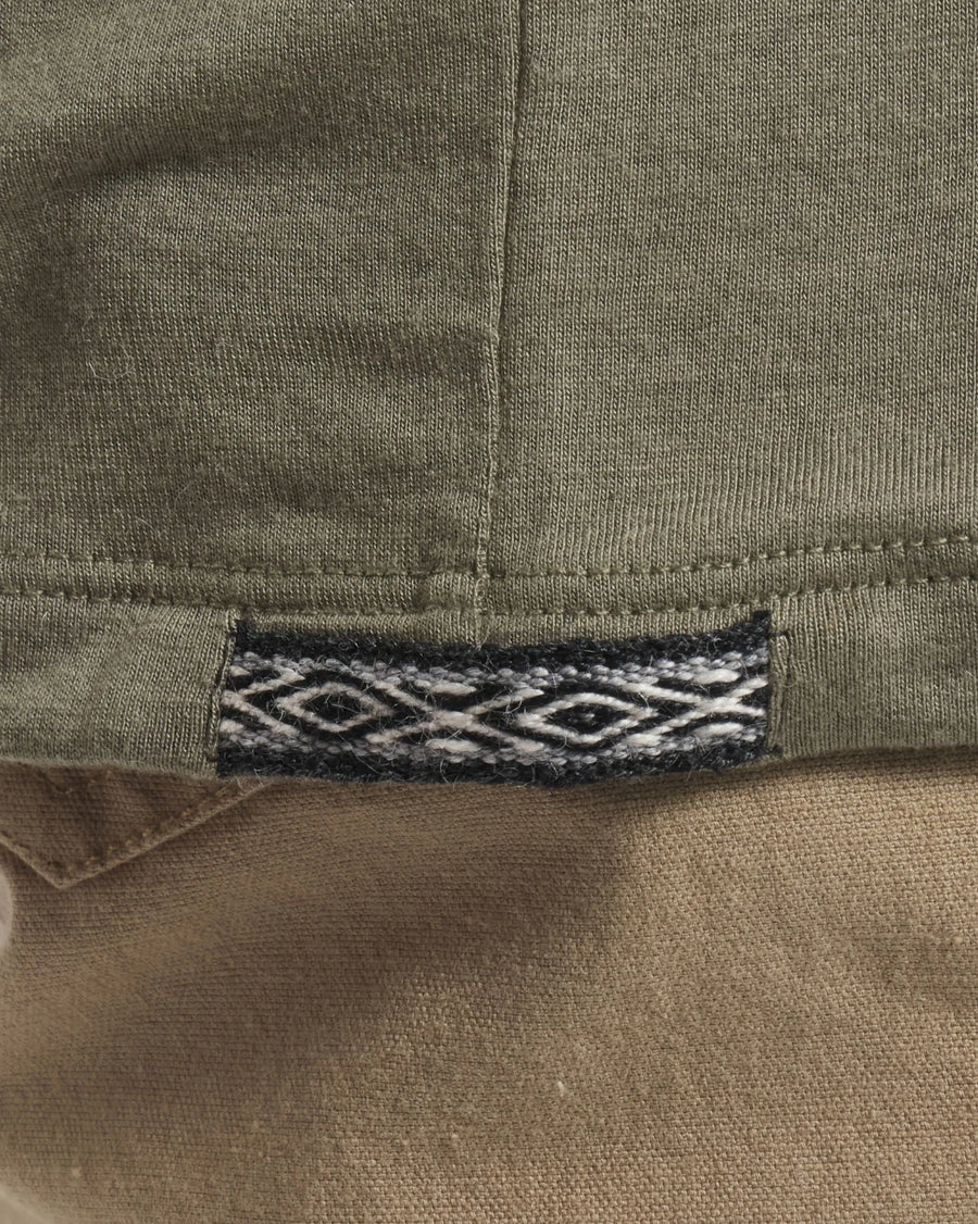 Close-Up of Inca ID on Men's Aire Long Sleeve Shirt in Eucalyptus / Green – PAKA Apparel