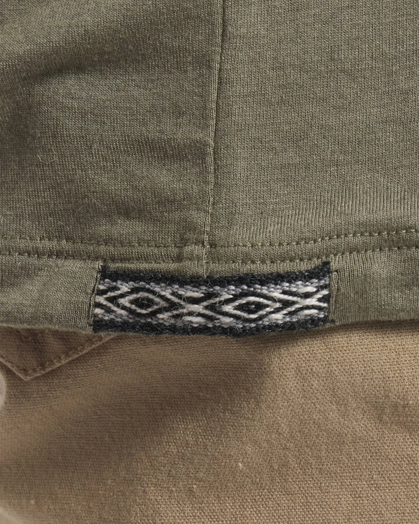 Close-Up of Inca ID on Men's Aire Long Sleeve Shirt in Eucalyptus / Green – PAKA Apparel