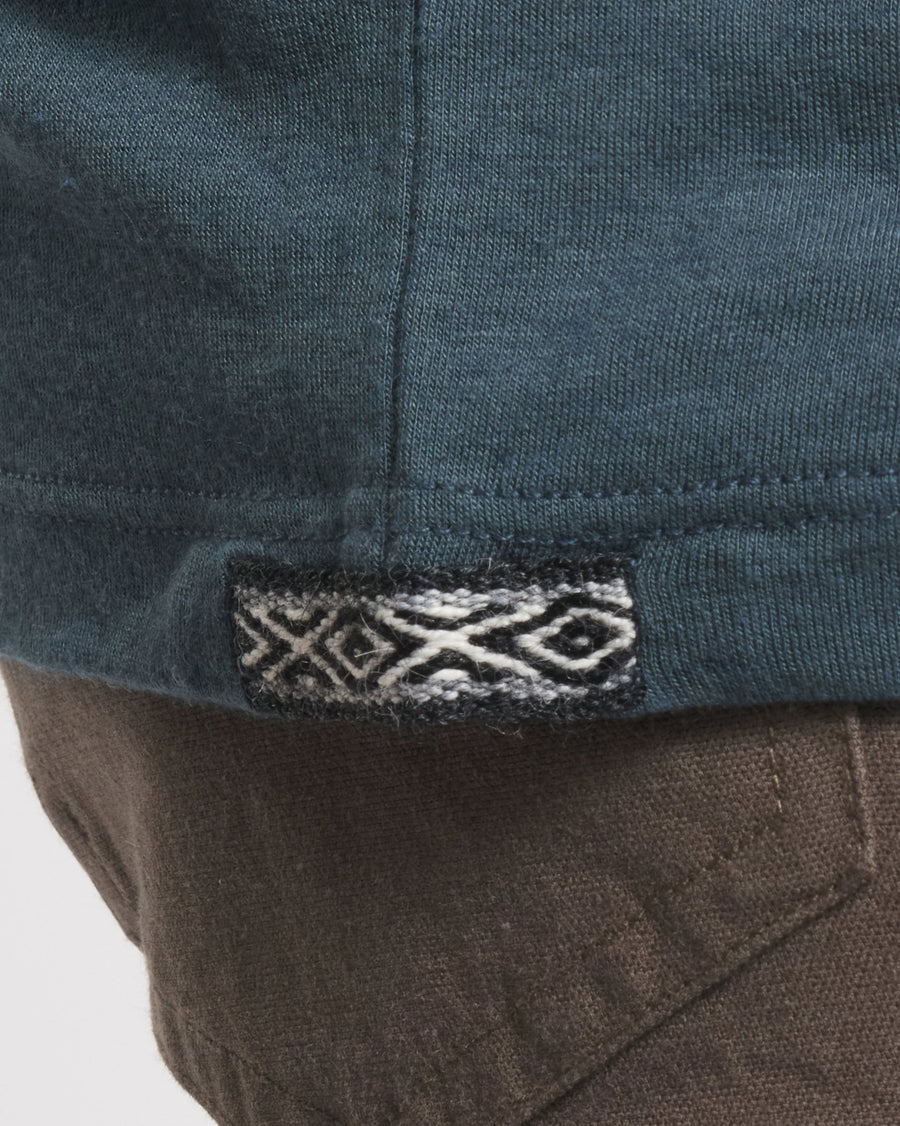 Close-Up of Inca ID on Navy Men's Aire Long Sleeve Shirt for Outdoors and Travel – PAKA Apparel