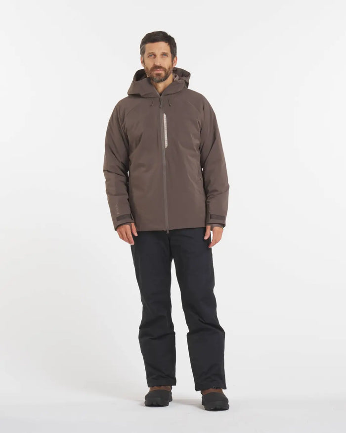 Full-Height Shot of Man in Wood Brown Apu Parka Lightweight Winter Jacket – PAKA Apparel