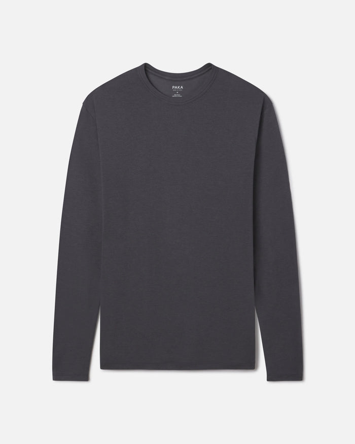 Men's Aire Sustainable Alpaca Long Sleeve Shirt in Charcoal Blue – PAKA Apparel