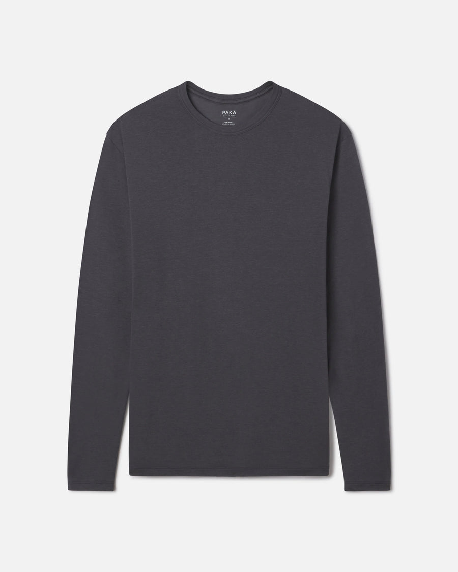 Men's Aire Sustainable Alpaca Long Sleeve Shirt in Charcoal Blue – PAKA Apparel