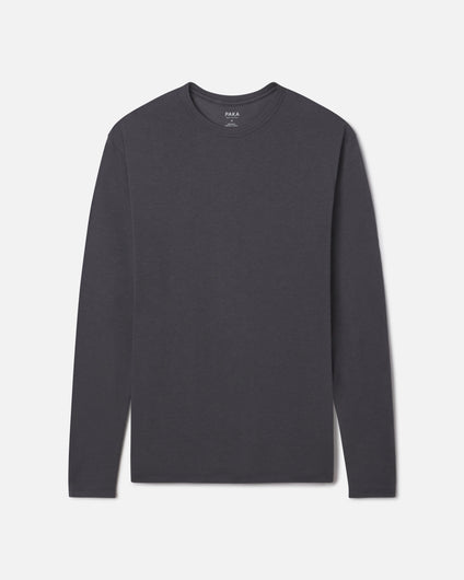 Men's Aire Sustainable Alpaca Long Sleeve Shirt in Charcoal Blue – PAKA Apparel