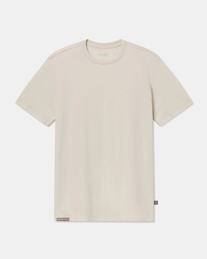 Bone / Off-White Essential Tee Men's Organic Pima Cotton and Alpaca T-Shirt from Peru – PAKA Apparel