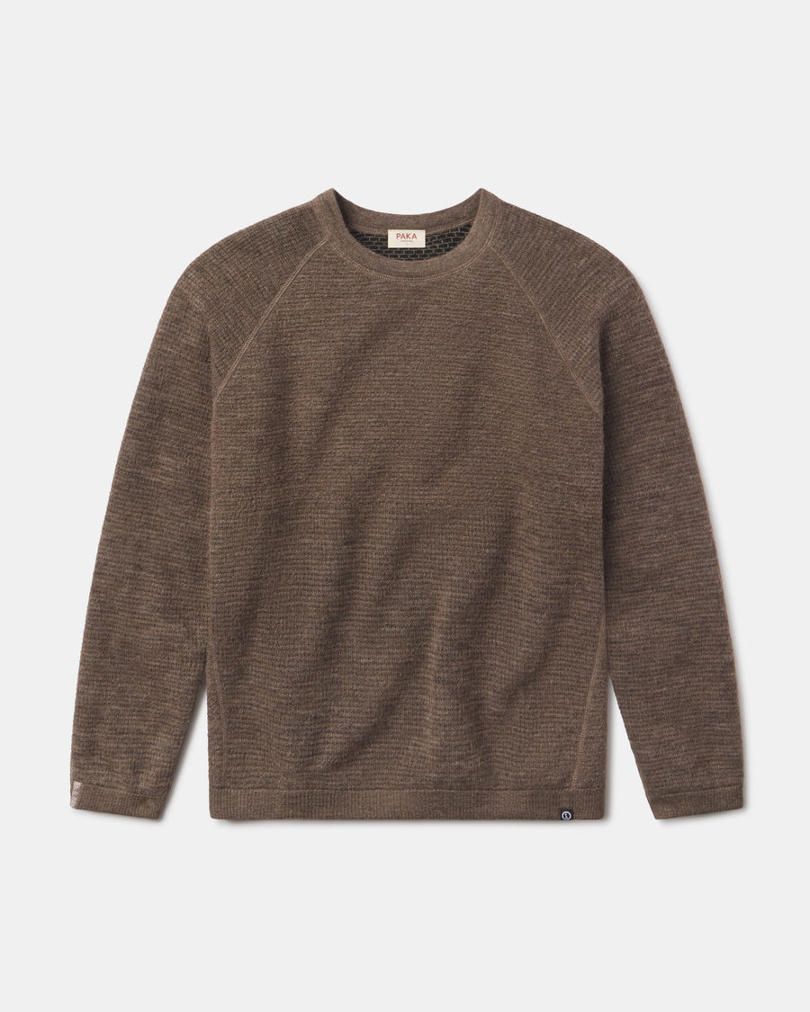 Men's Mountain Crew Alpaca Blend Hiking Sweater in Wood / Brown – PAKA Apparel