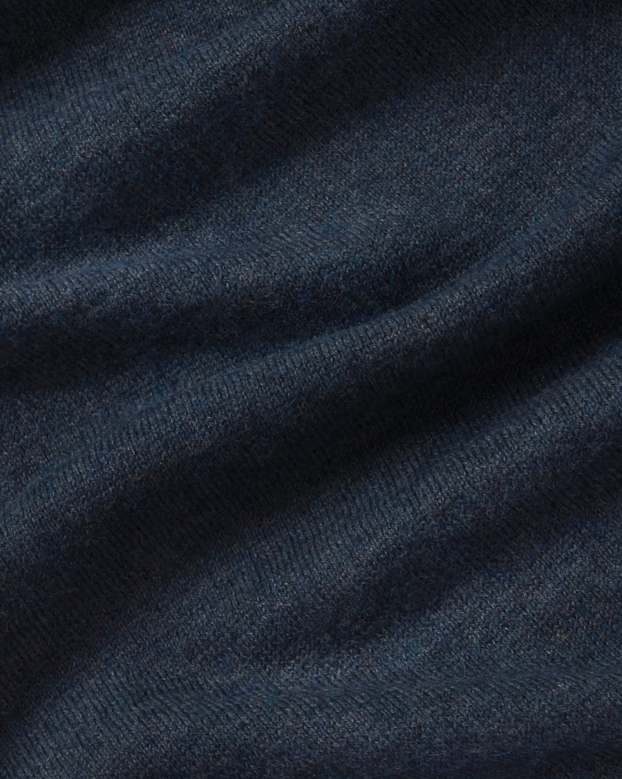 Front view of Men’s Ultralight 1.0 Crew in navy showing ultralight alpaca knit, crew neckline, and slim fit on model