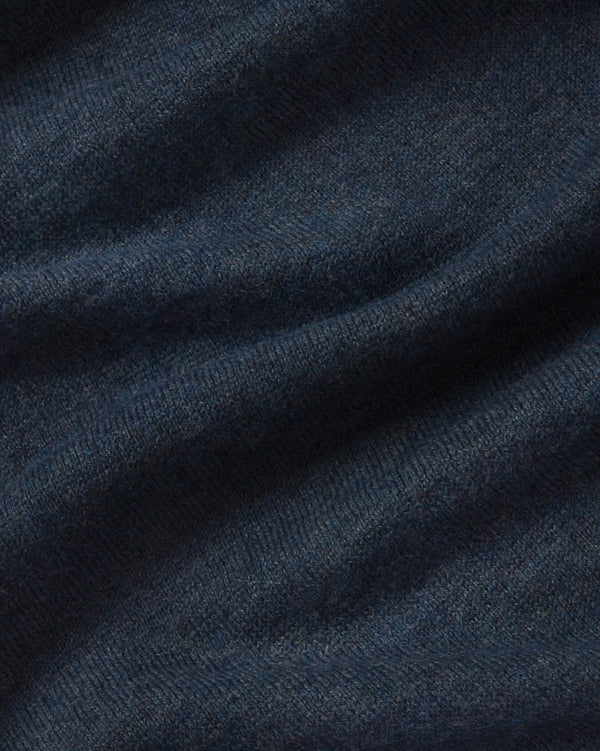 Front view of Men’s Ultralight 1.0 Crew in navy showing ultralight alpaca knit, crew neckline, and slim fit on model