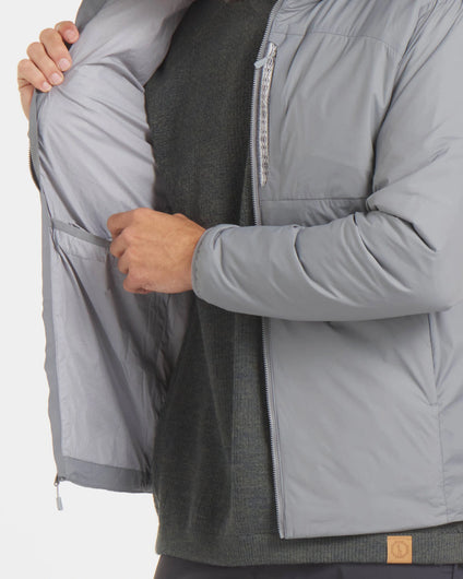 Close-Up of Interior Side Compartment of Storm Grey Apu Lightweight Puffer Jacket – PAKA Apparel