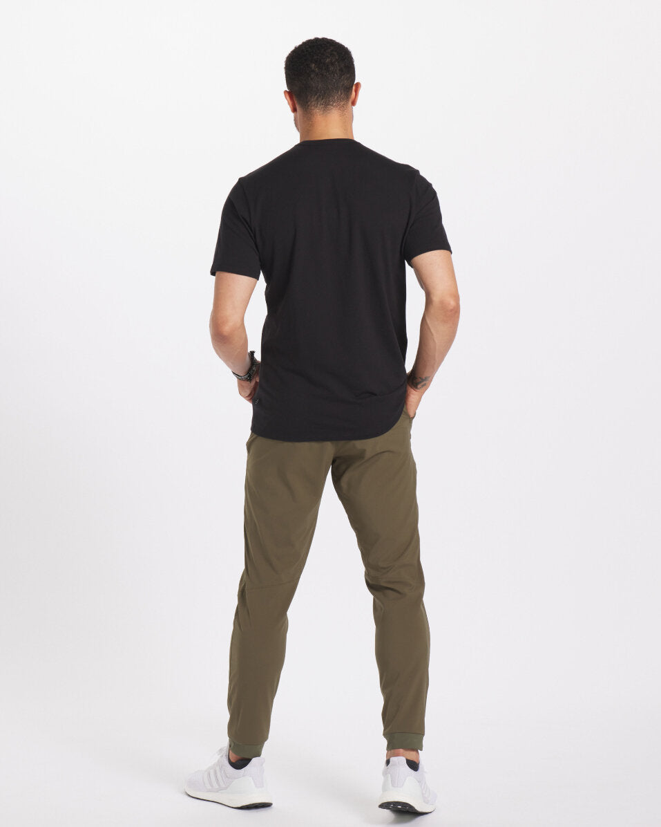 Man Facing Backward in Black / Luna Organic Pima Cotton and Alpaca Wool T-Shirt - PAKA Apparel