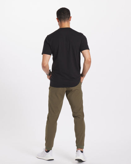 Man Facing Backward in Black / Luna Organic Pima Cotton and Alpaca Wool T-Shirt - PAKA Apparel
