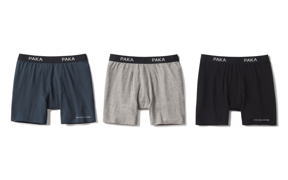 Three Pack of Ethical Natural Fiber Men's Underwear Boxer Briefs in Blue, Heather / Grey and Black – PAKA Apparel