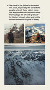 Collage of four Ausangate mountain photos with an overlaid quote about humility and reverence for the Andes
