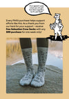 Promotional banner of gray Sebastian crew socks and headline offering free socks with a qualifying purchase for one week