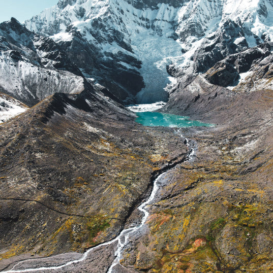A blue glacial lake at the base of Ausangate. 