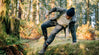 A man crossing the jungle in his alpaca Crew socks