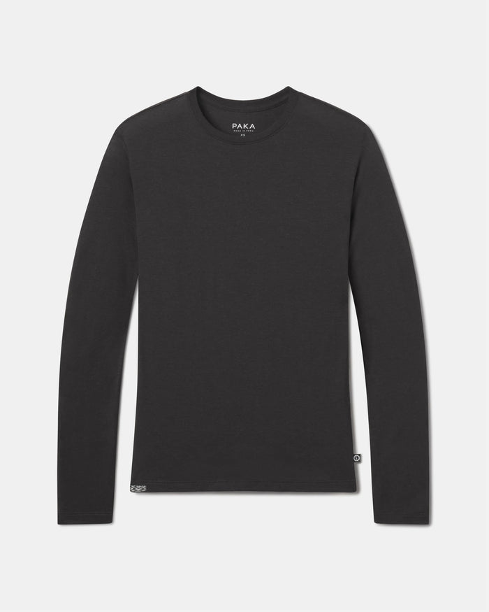 Women's Aire Sustainable Alpaca Long Sleeve Shirt in Black – PAKA Apparel