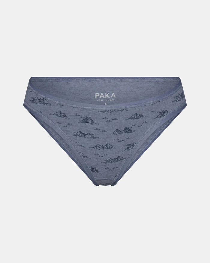 Blue underwear with a pattern on a light gray background