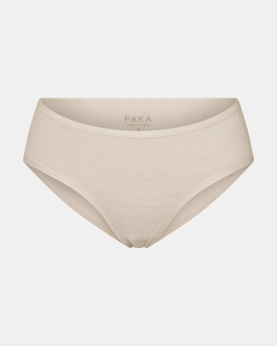 Front view of Women’s Essential Mid-Rise Brief showcasing mid-rise cut and full coverage in birch on light gray background