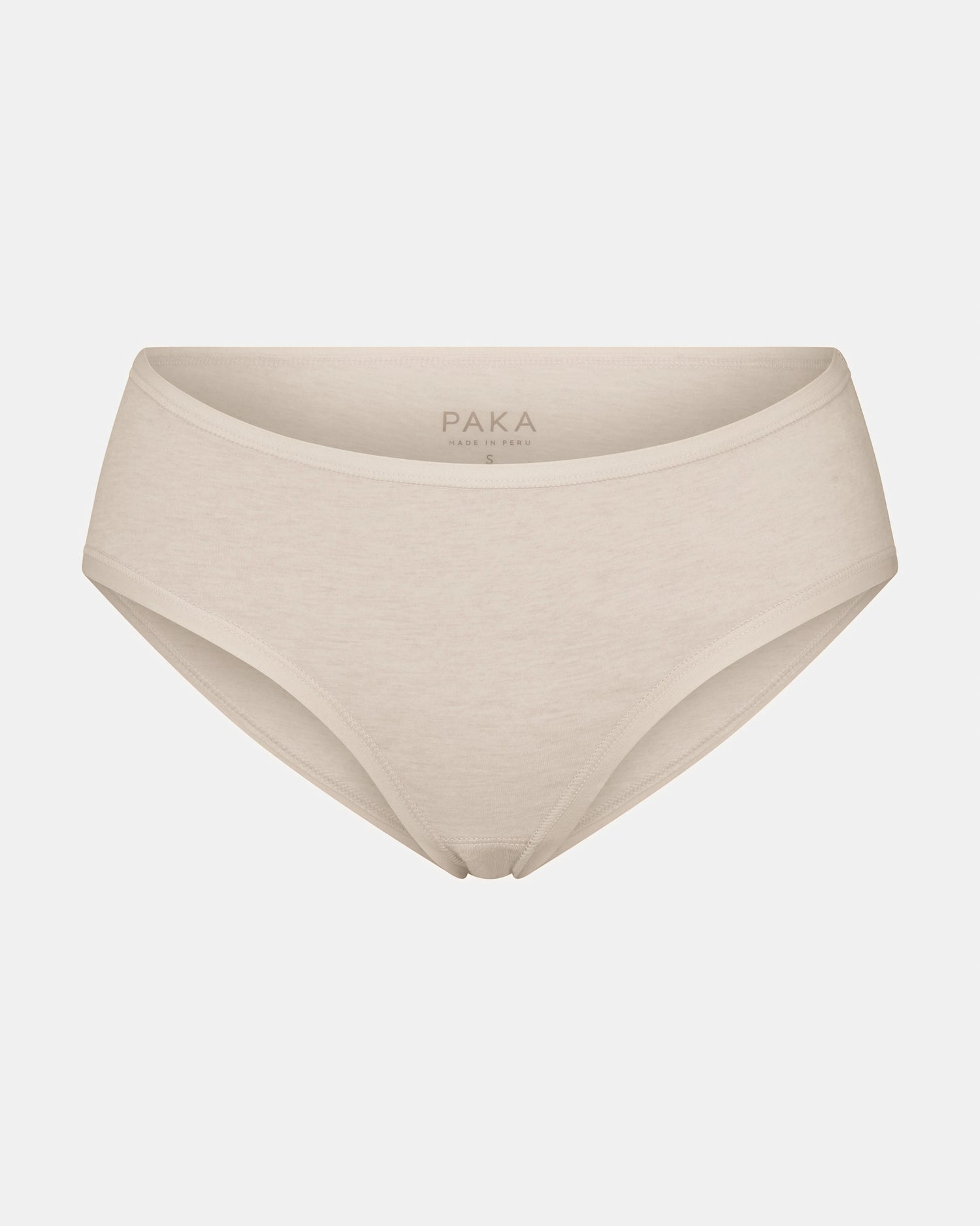 Front view of Women’s Essential Mid-Rise Brief showcasing mid-rise cut and full coverage in birch on light gray background