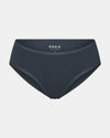 Front view of Women’s Mid-Rise Brief in navy showing mid-rise cut, full coverage, and visible PAKA label on light-gray background
