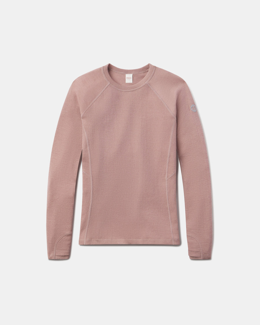 Magnolia / Pink Women's Thermal Crewneck Baselayer Shirt with Alpaca Fiber and Merino Wool – PAKA Apparel