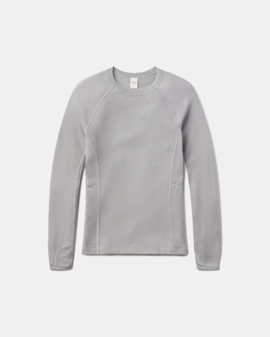 Silver Grey Women's Thermal Crewneck Baselayer Top for Skiing – PAKA Apparel