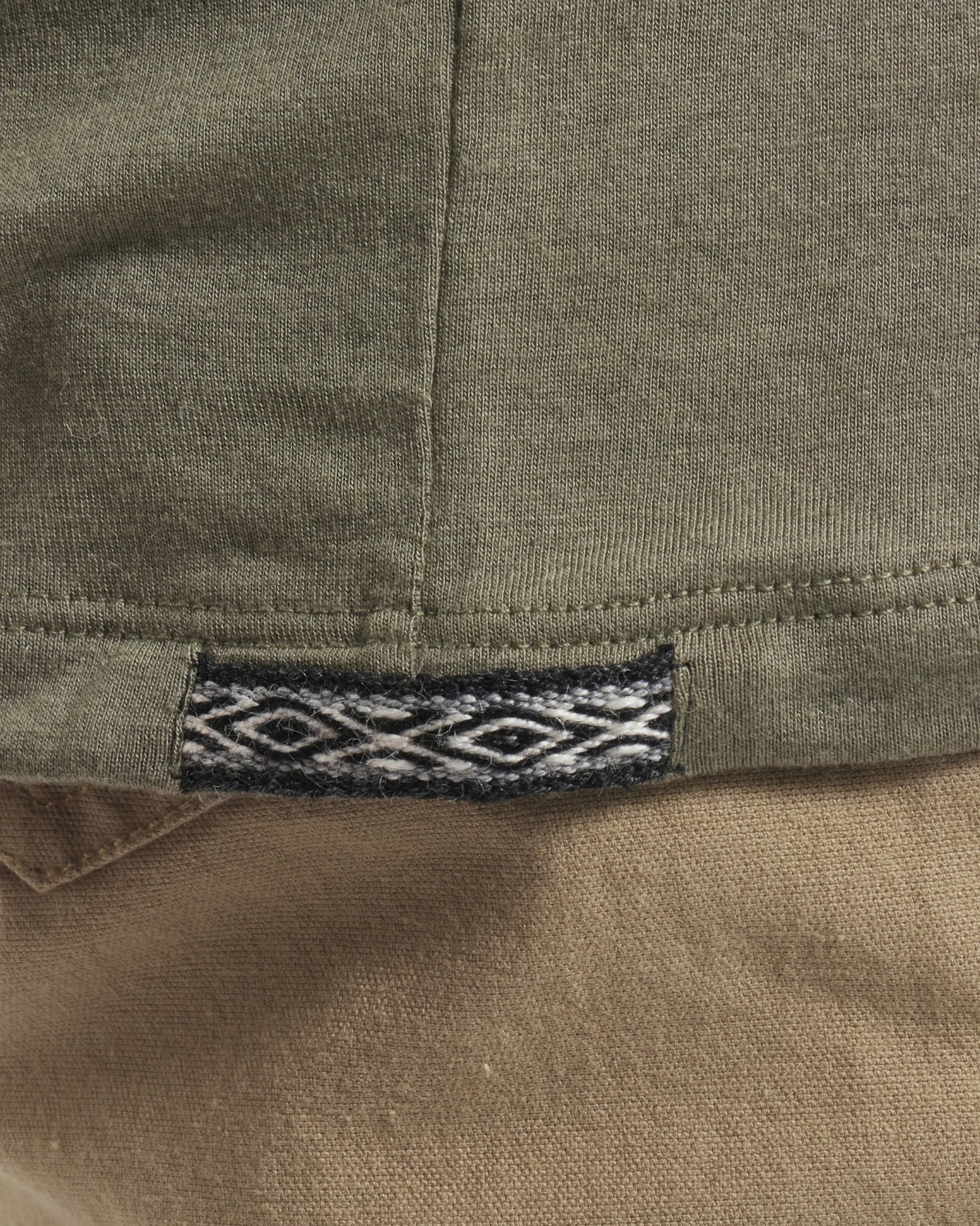 Close-Up of Inca ID on Women's Aire Long Sleeve Hiking Shirt in Eucalyptus / Green – PAKA Apparel