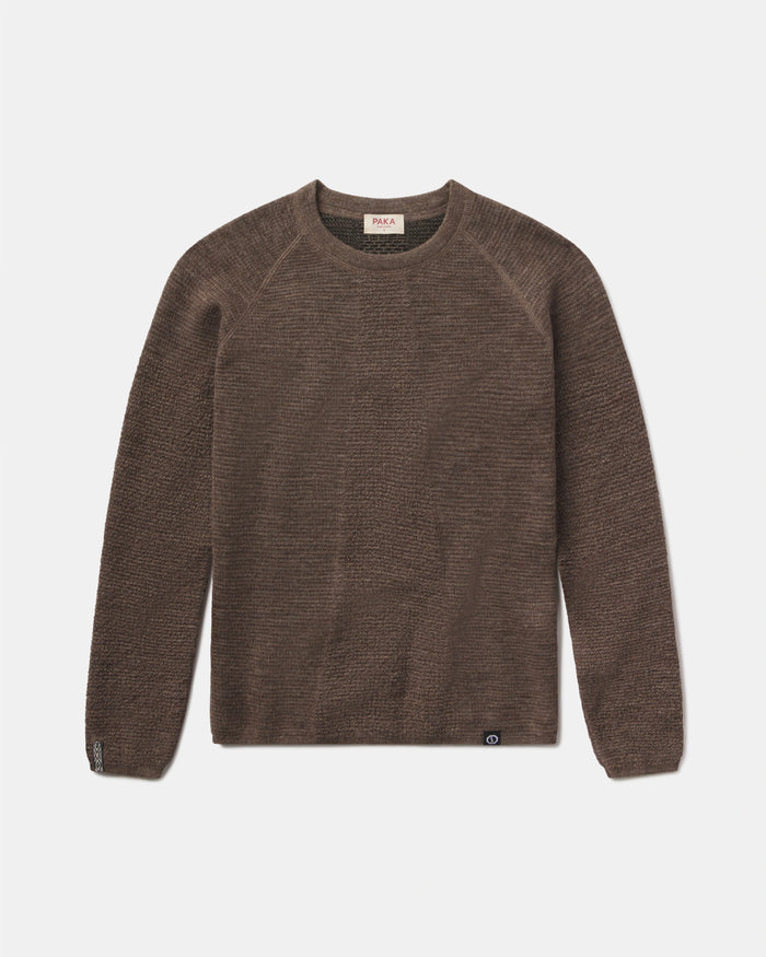 Women's Mountain Crew Alpaca Wool Hiking Sweater in Wood / Brown – PAKA Apparel
