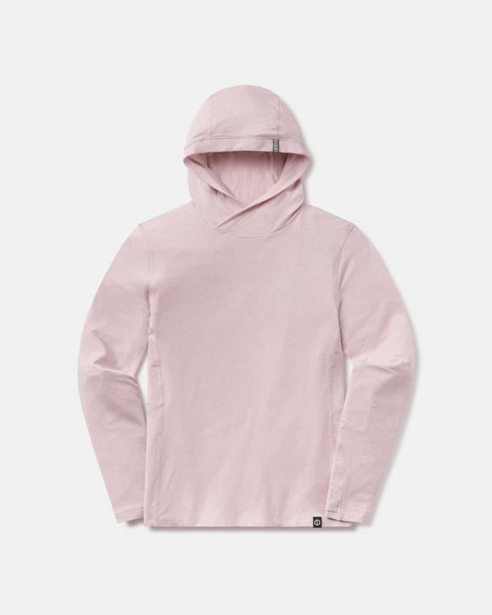 Front view of Women’s Sol Hoodie in lilac showcasing hood and long sleeves on white background