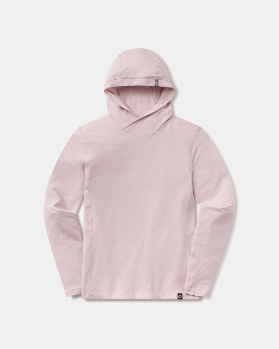 Front view of Women’s Sol Hoodie in lilac showcasing hood and long sleeves on white background