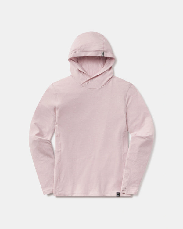 Front view of Women’s Sol Hoodie in lilac showcasing hood and long sleeves on white background