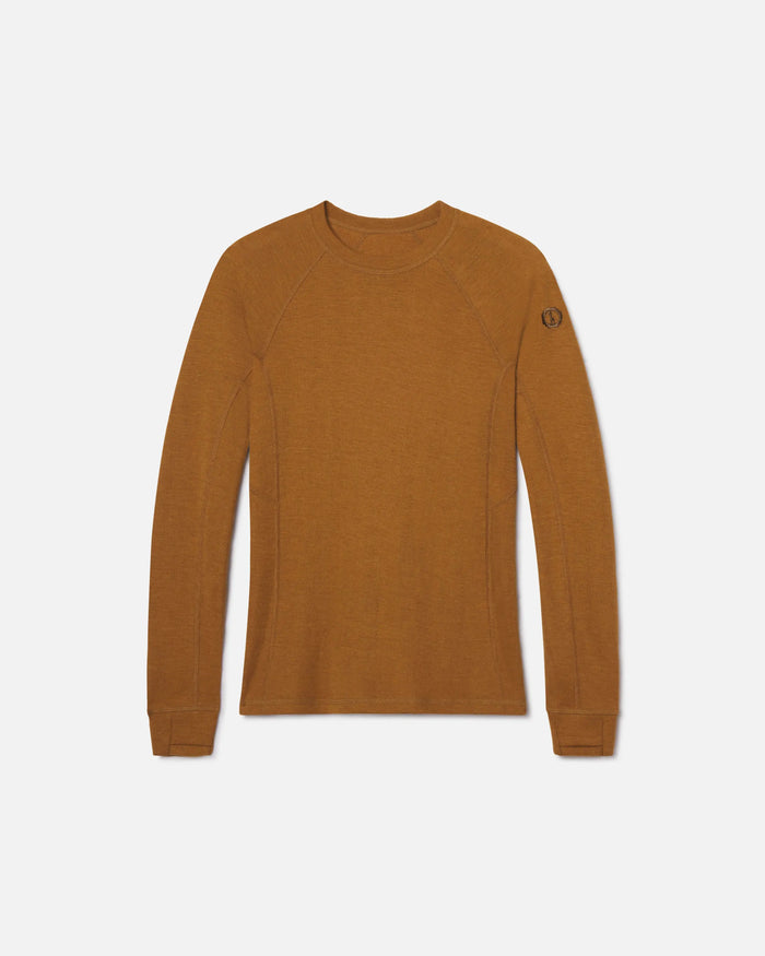 Women’s Golden Brown Moisture-Wicking Alpaca Thermal Top Baselayer for Skiing, Snowboarding and Winter Hiking – PAKA Apparel
