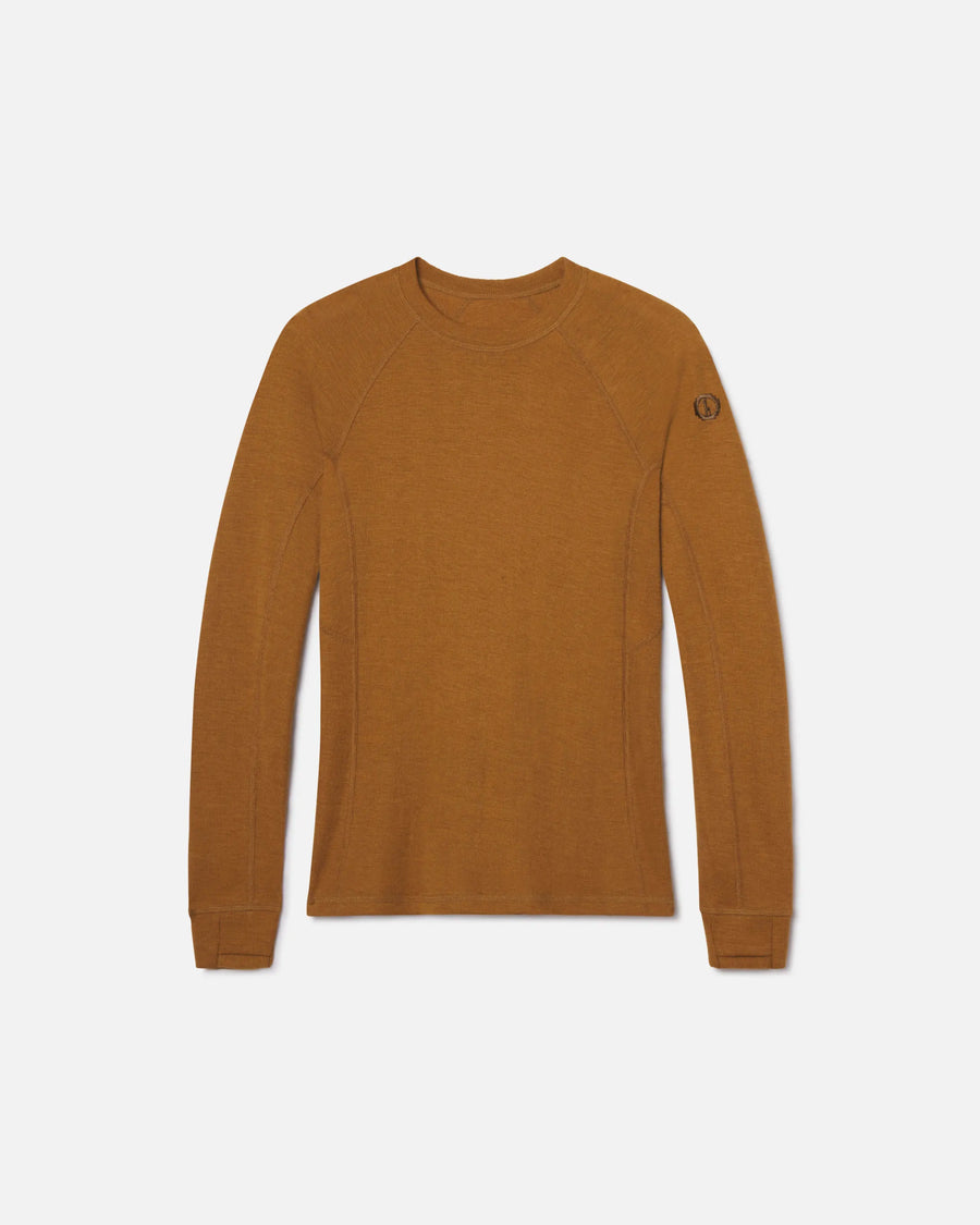 Women’s Golden Brown Moisture-Wicking Alpaca Thermal Top Baselayer for Skiing, Snowboarding and Winter Hiking – PAKA Apparel
