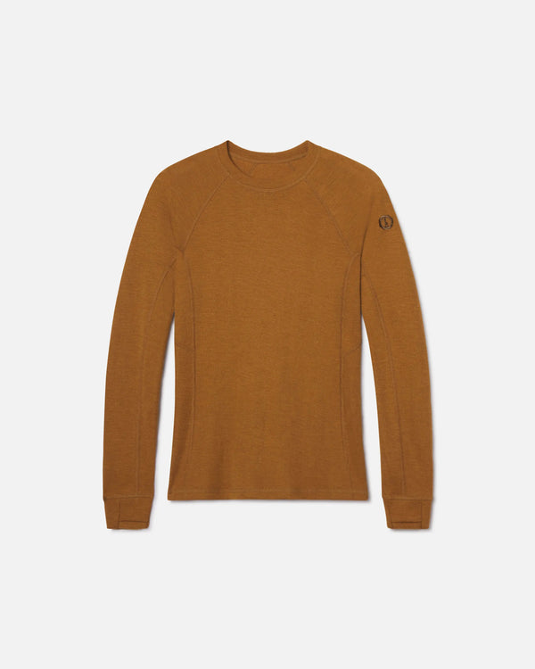 Women’s Golden Brown Moisture-Wicking Alpaca Thermal Top Baselayer for Skiing, Snowboarding and Winter Hiking – PAKA Apparel