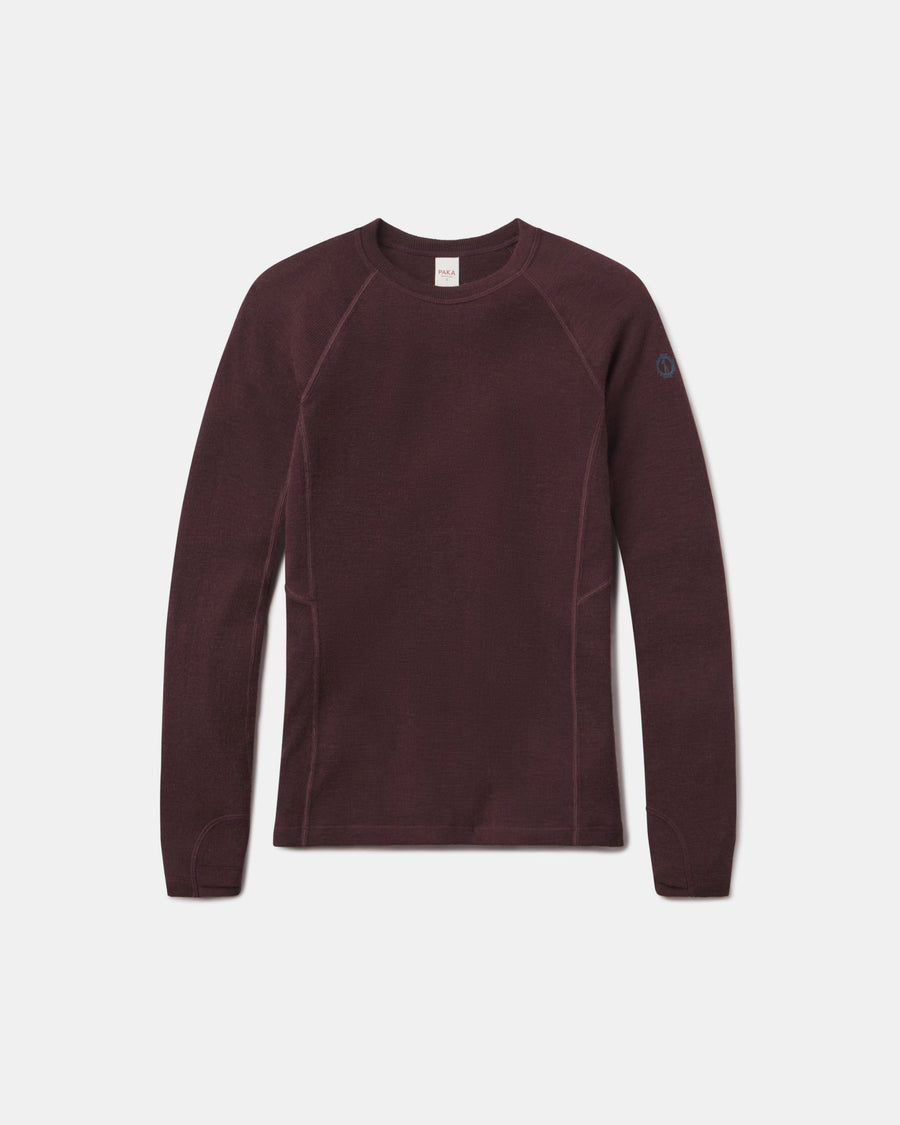 Uva / Dark Purple Women's Thermal Alpaca Wool Baselayer Crewneck Shirt – PAKA Apparel