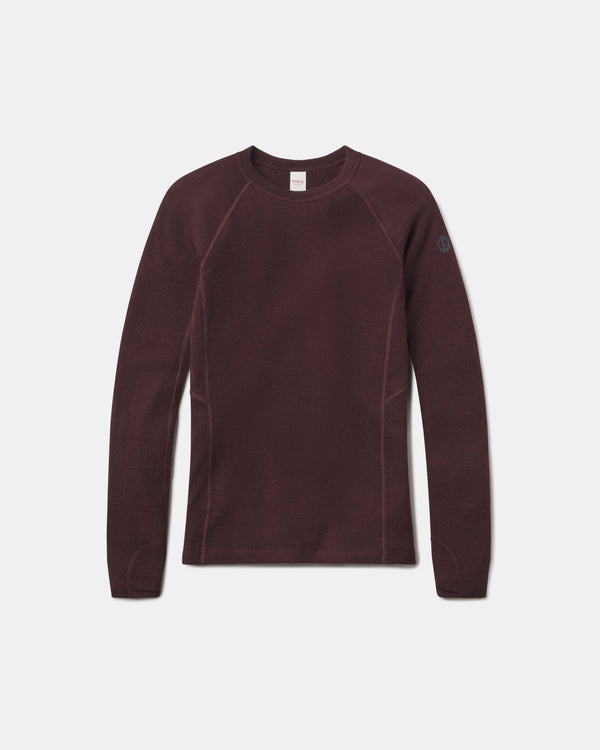 Uva / Dark Purple Women's Thermal Alpaca Wool Baselayer Crewneck Shirt – PAKA Apparel