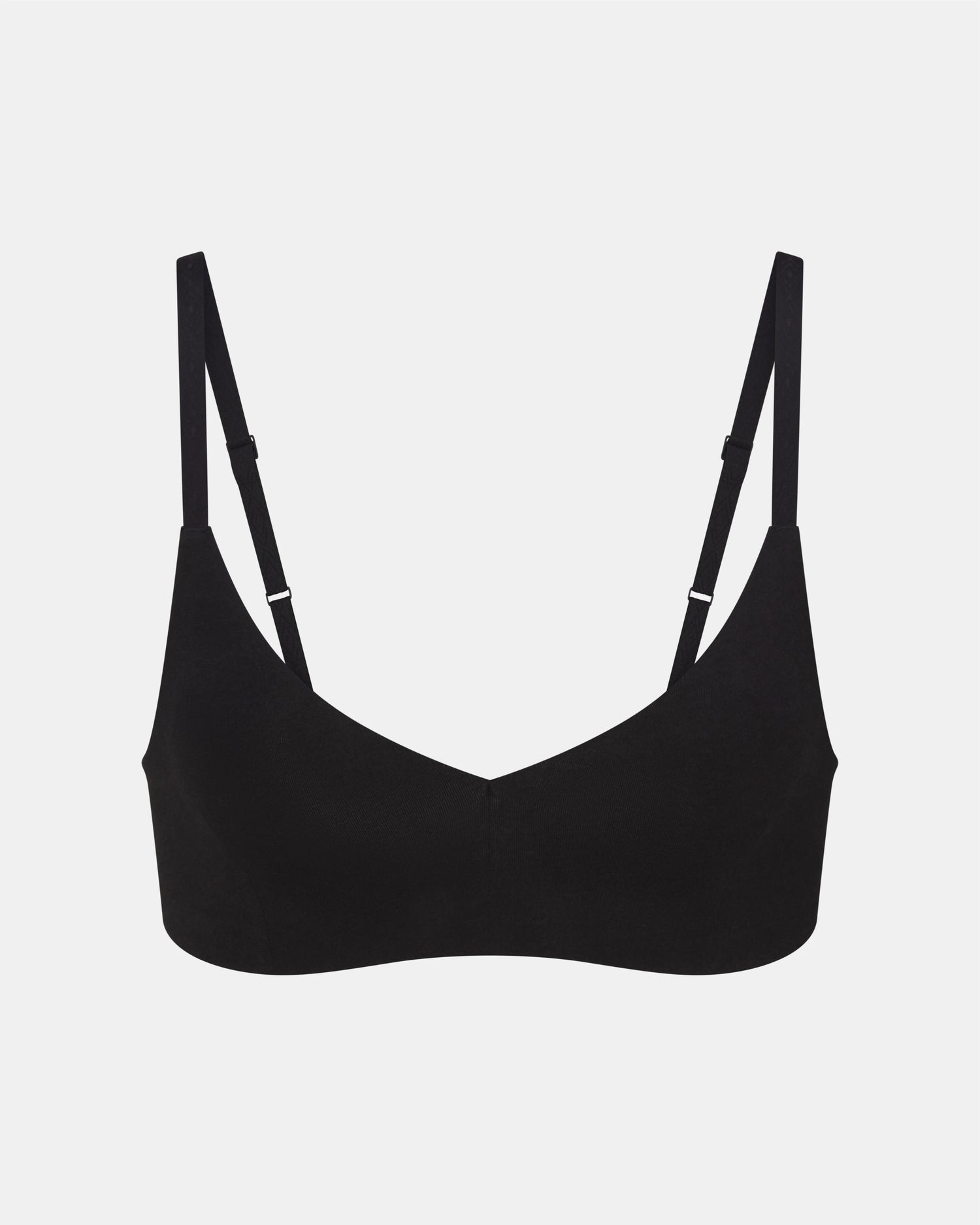 Front view of Women’s Triangle Bralette showing seamless triangle cups and adjustable straps on light gray background