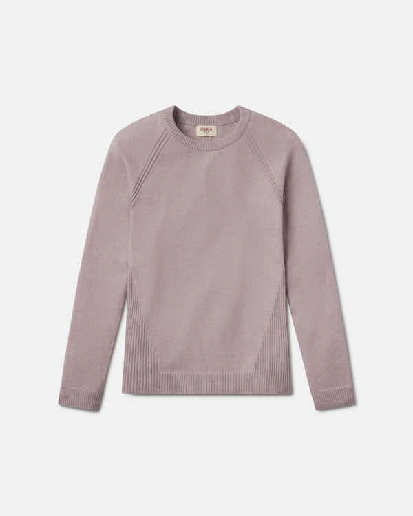 Light purple sweater on a light gray background