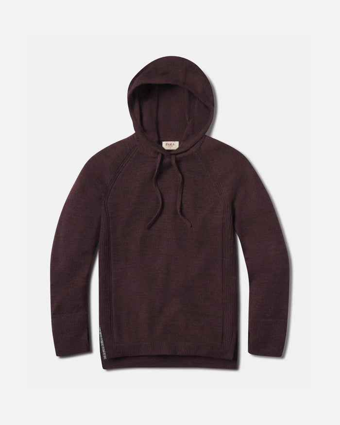Lightweight Alpaca Women's Hoodie Sweater in Fig / Burgundy – PAKA Apparel