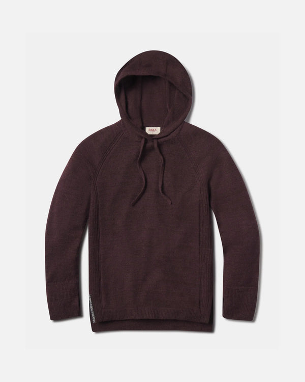 Lightweight Alpaca Women's Hoodie Sweater in Fig / Burgundy – PAKA Apparel